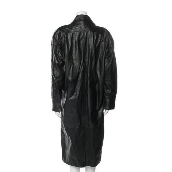 Vintage Jacqueline Ferrar Plus Size Full Length Leather Trench Coat pockets 2x - Picture 2 of 11